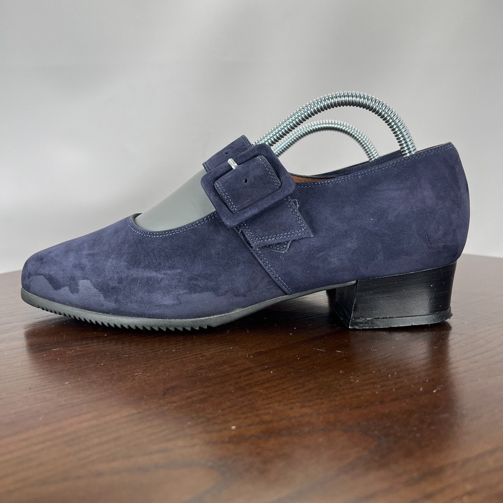Beautifeel Mary‎ Jane Shoes Women's 39 / 8 Blue Nubuck Comfort Buckle Strap Heel